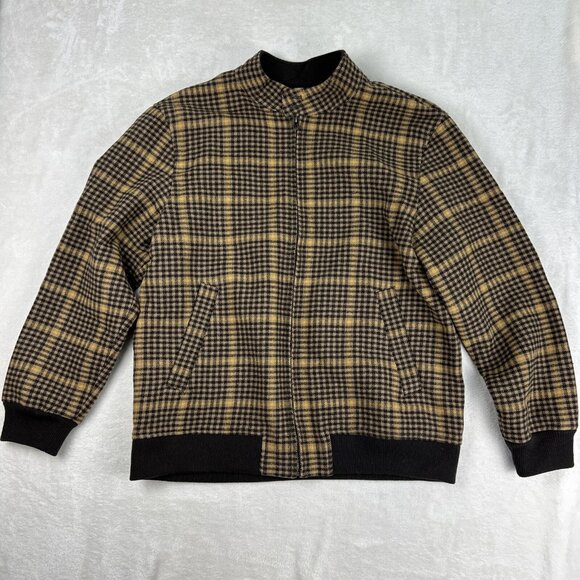 Men’s XL le 31 Simon’s Recycled Fibres Wool-like Jacket Full Zip Plaid Brown - Picture 1 of 10